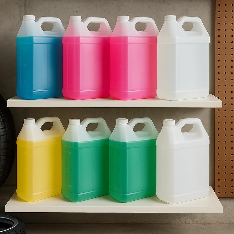 kitchentoolz 1 Gallon F-Style HDPE Jug with Secure Seal Lid - Heavy-Duty Storage Bottle, Automotive Fluid Oil, Chemical & Water Transport Container - Pack of 4 - Image 5